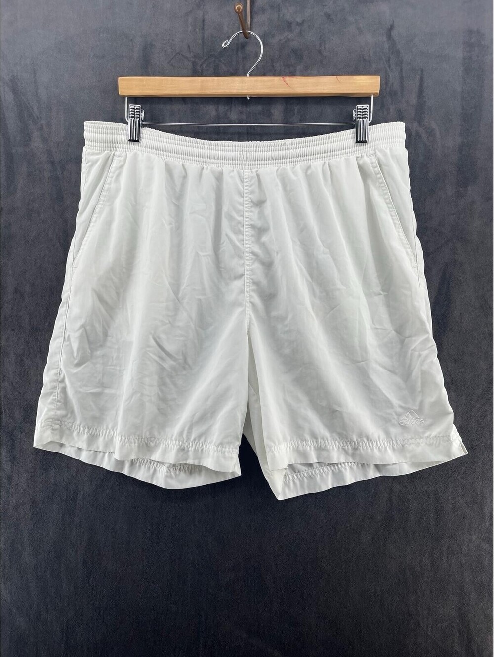 Y2K‎ Adidas Men White Swim Trunks Shorts Size L Mesh Lined Pockets Logo
